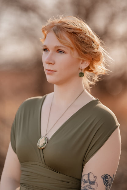 Cameo Locket Necklace | Lady on Dark Navy