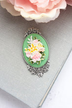 Load image into Gallery viewer, Hand Painted Floral Cameo Brooch