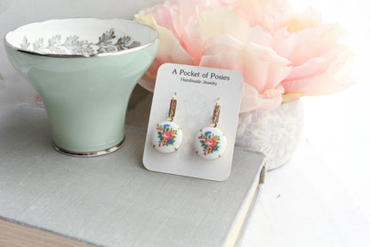 Colorful Floral Cameo Earrings