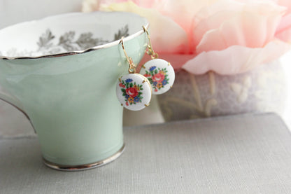 Colorful Floral Cameo Earrings