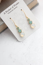 Load image into Gallery viewer, Sea Blue Green and Opal Glass Earrings |Small Drop Earrings