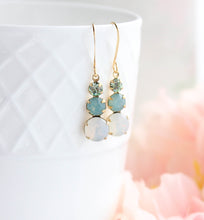 Load image into Gallery viewer, Sea Blue Green and Opal Glass Earrings |Small Drop Earrings