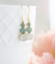 Load image into Gallery viewer, Sea Blue Green and Opal Glass Earrings |Small Drop Earrings