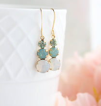 Load image into Gallery viewer, Sea Blue Green and Opal Glass Earrings |Small Drop Earrings