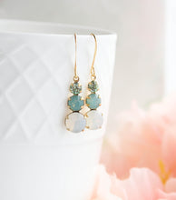 Load image into Gallery viewer, Sea Blue Green and Opal Glass Earrings |Small Drop Earrings
