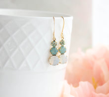 Load image into Gallery viewer, Sea Blue Green and Opal Glass Earrings |Small Drop Earrings