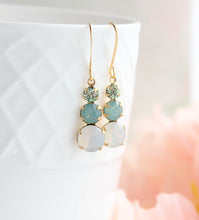 Load image into Gallery viewer, Sea Blue Green and Opal Glass Earrings |Small Drop Earrings