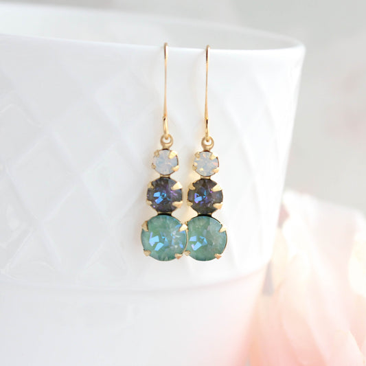 Glass Drop Earrings | White Opal & Seafoam