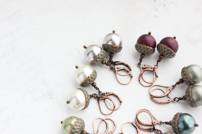 Acorn EARRINGS (8 colors) | Blush Mint Copper Patina