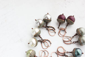 Acorn Earrings - Mint Patina Copper