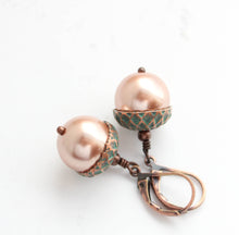 Load image into Gallery viewer, Acorn Earrings - Mint Patina Copper