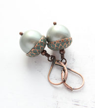 Load image into Gallery viewer, Acorn Earrings - Mint Patina Copper