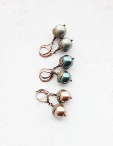 Acorn Necklace - Mint Patina Copper
