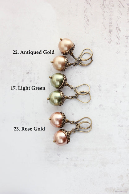 Pearl Acorn Earrings (23 Pearl Colors)