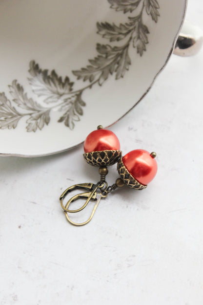 Pearl Acorn Earrings (23 Pearl Colors)
