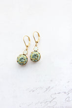 Load image into Gallery viewer, Art Deco Floral Earrings | Aqua Mint &amp; and Opal Glass