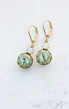 Load image into Gallery viewer, Art Deco Floral Earrings | Aqua Mint &amp; and Opal Glass