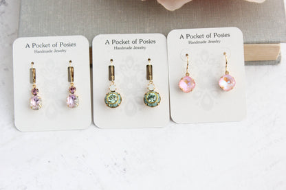 Art Deco Floral Earrings | Aqua Mint & and Opal Glass