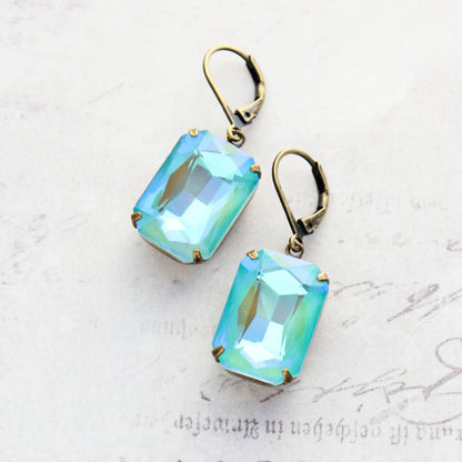Aqua Glass Earrings