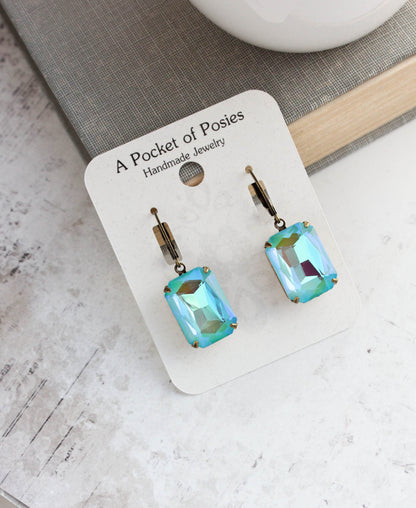 Aqua Glass Earrings