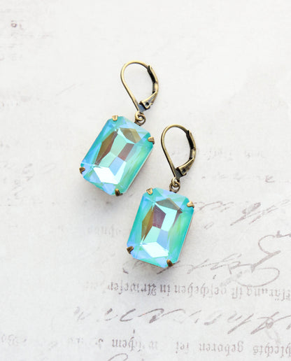 Aqua Glass Earrings