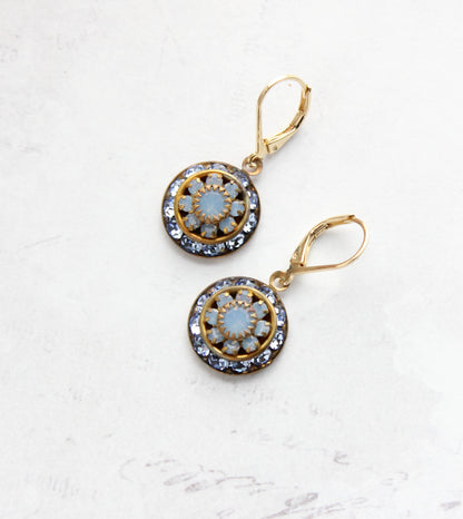 Art Deco Glass Earrings | Light Sapphire Blue