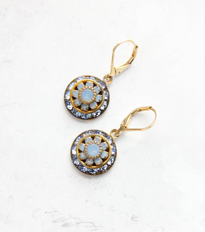 Art Deco Glass Earrings | Light Sapphire Blue