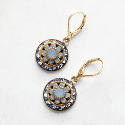 Art Deco Glass Earrings | Light Sapphire Blue