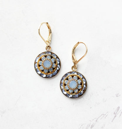 Art Deco Glass Earrings | Light Sapphire Blue