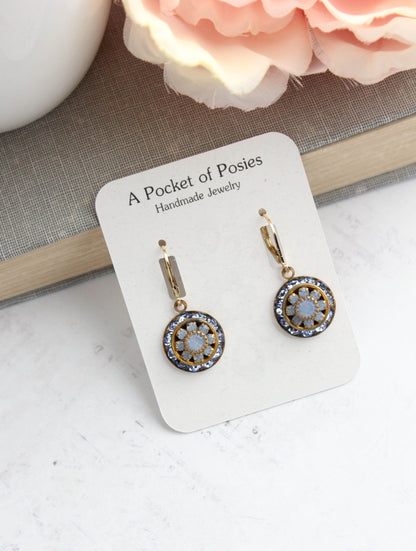 Art Deco Glass Earrings | Light Sapphire Blue
