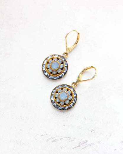 Art Deco Glass Earrings | Light Sapphire Blue