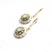 Load image into Gallery viewer, Art Deco Glass Earrings | White Opal and Pacific Opal