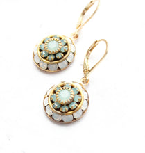 Load image into Gallery viewer, Art Deco Glass Earrings | White Opal and Pacific Opal