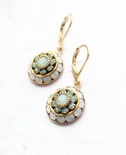 Load image into Gallery viewer, Art Deco Glass Earrings | White Opal and Pacific Opal