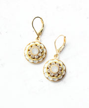 Load image into Gallery viewer, Art Deco Glass Earrings | White Opal and Clear Crystal