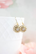 Load image into Gallery viewer, Art Deco Glass Earrings | White Opal and Clear Crystal