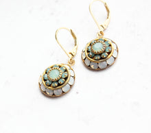 Load image into Gallery viewer, Art Deco Glass Earrings | White Opal and Pacific Opal