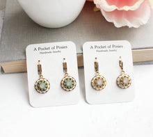 Load image into Gallery viewer, Art Deco Glass Earrings | White Opal and Pacific Opal