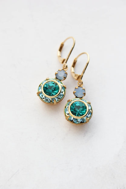 Art Deco Floral Earrings | Aquamarine & Blue Zircon