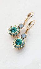 Load image into Gallery viewer, Art Deco Floral Earrings | Aquamarine &amp; Blue Zircon