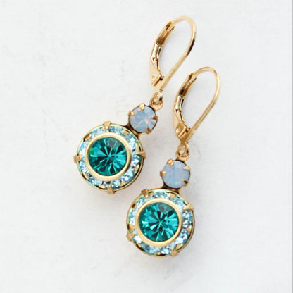 Art Deco Floral Earrings | Aquamarine & Blue Zircon