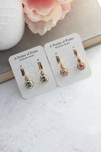 Load image into Gallery viewer, Art Deco Floral Earrings | Aqua and Peach