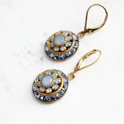 Art Deco Glass Earrings | Light Sapphire Blue