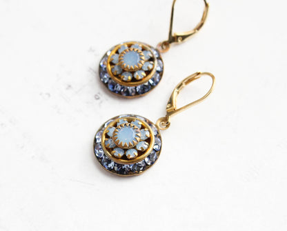 Art Deco Glass Earrings | Light Sapphire Blue