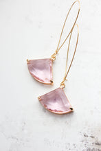 Load image into Gallery viewer, Large Art Deco Fan Glass Earrings | Pink Glass