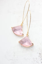 Load image into Gallery viewer, Large Art Deco Fan Glass Earrings | Pink Glass