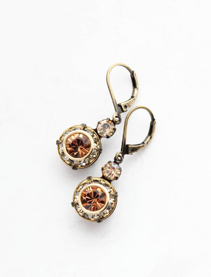 Art Deco Earrings | Honey, Black Diamond & Smoked Topaz