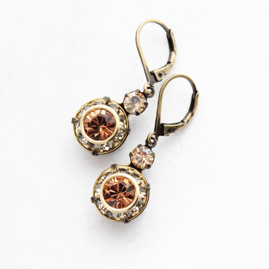 Art Deco Earrings | Honey, Black Diamond & Smoked Topaz