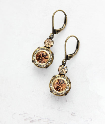 Art Deco Earrings | Honey, Black Diamond & Smoked Topaz