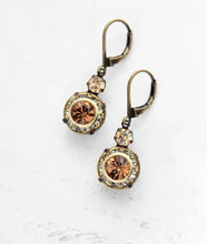 Load image into Gallery viewer, Art Deco Earrings | Honey, Black Diamond &amp; Smoked Topaz